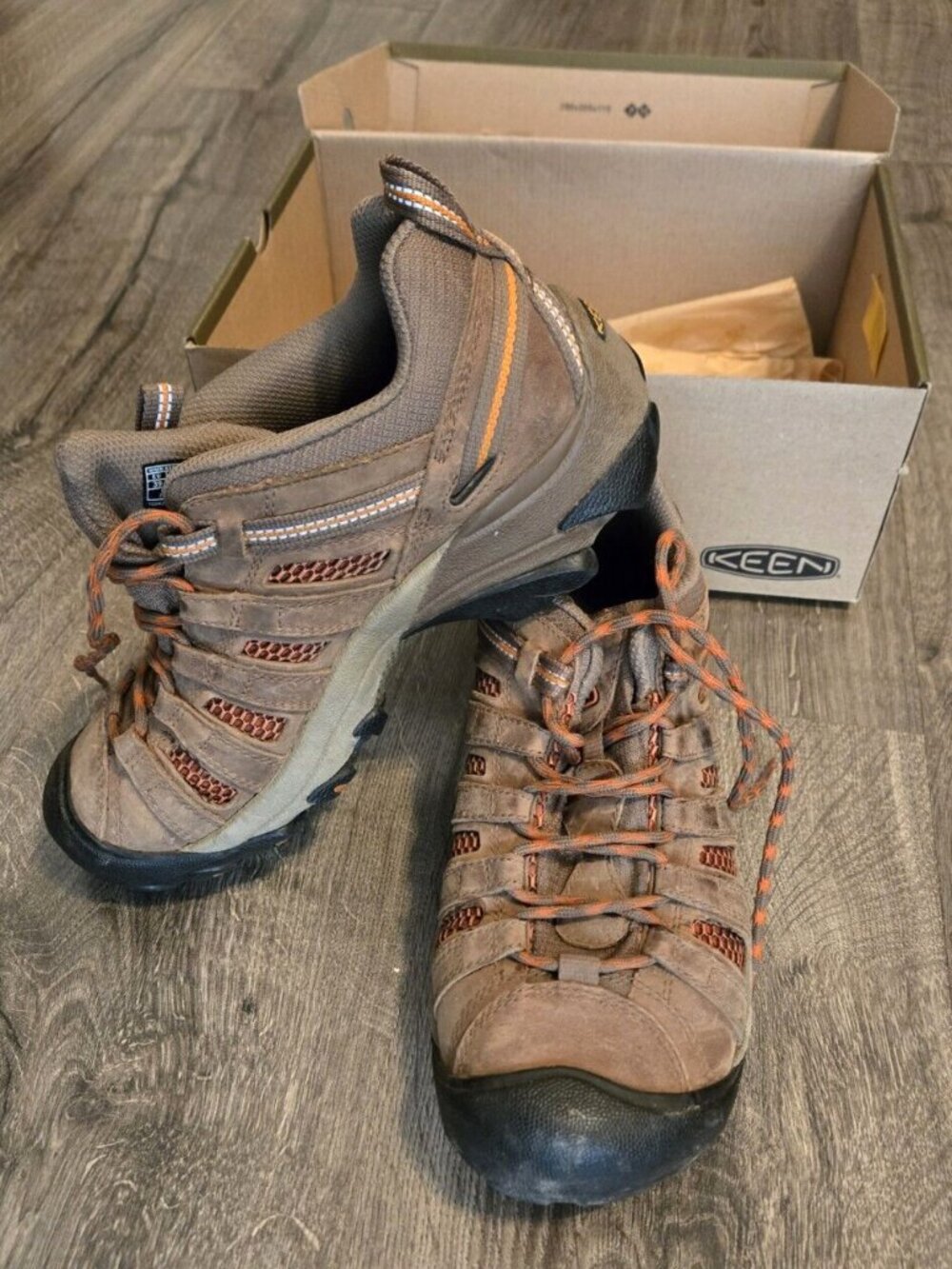 KEEN Voyageur Hiking Shoes Women - Shitake & Burnt Orange - Size 8.5 1004273